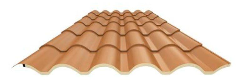 Panel Isocoppo TEK, imitación teja clásica con aislamiento 15 mm